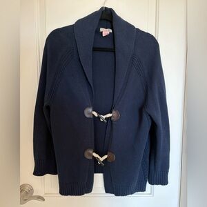 PINK Cotton Navy Cardigan with Toggle Closures
